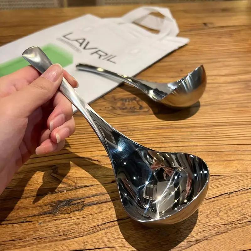 2/5Pcs Thick Long Handle Stainless Steel Rice Spoon Scoop Cooking Utensils Kitchenware