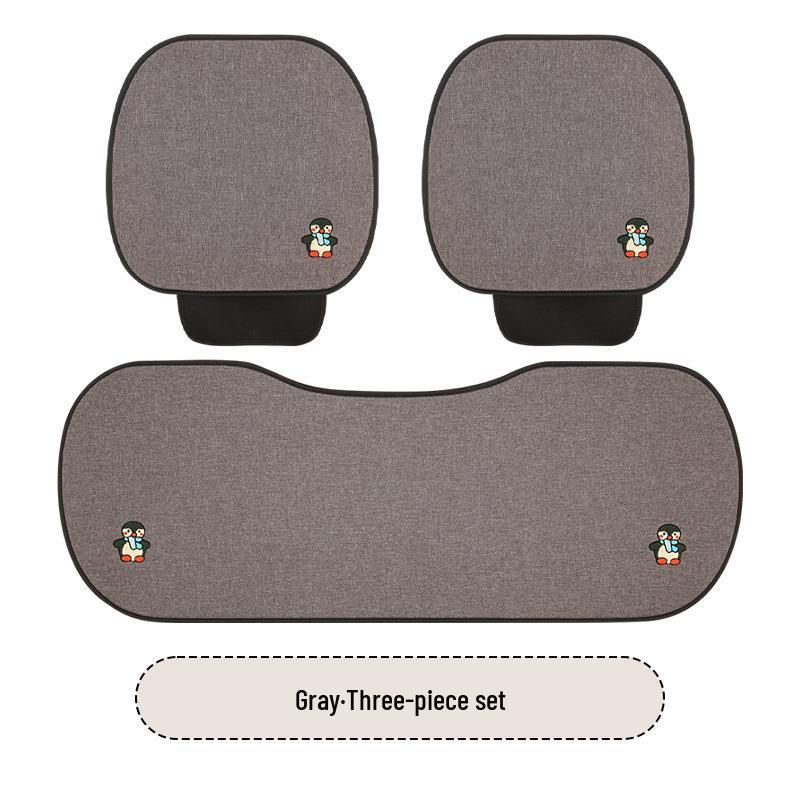 All-Season Penguin Cartoon Seat Cushion for Peugeot 408, 408X, 508, 4008 - Cotton Linen Design for Women