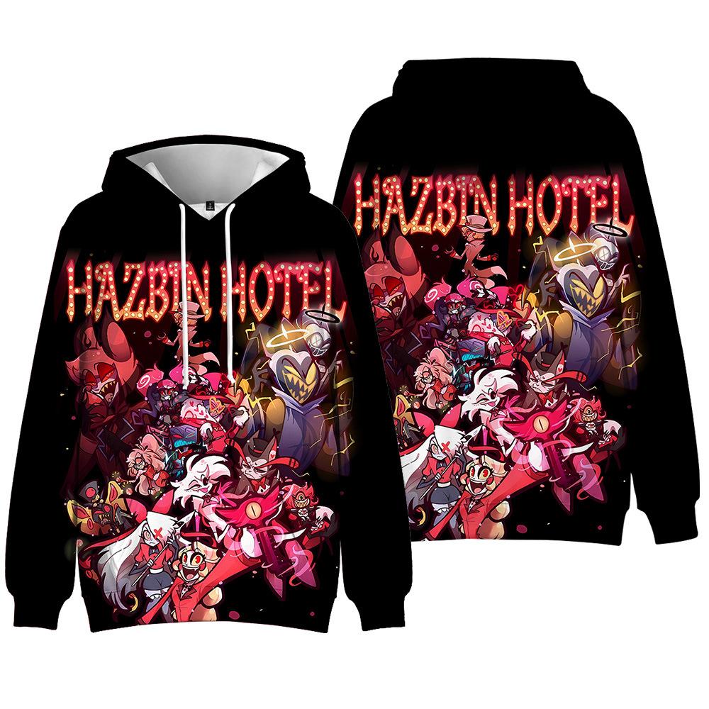 5 Farben Mode Hazbin Hotel Anime Hoodie Streetwear Cartoon Bedrucktes Kapuzensweatshirt Herren Damen Cosplay Sport Pullover