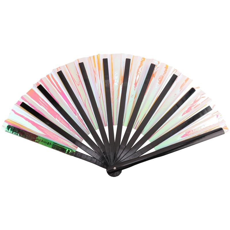 Good-4Pcs Bamboo Folding Hand Fan For Burlesque Music Festival Women Men Rainbow Pride