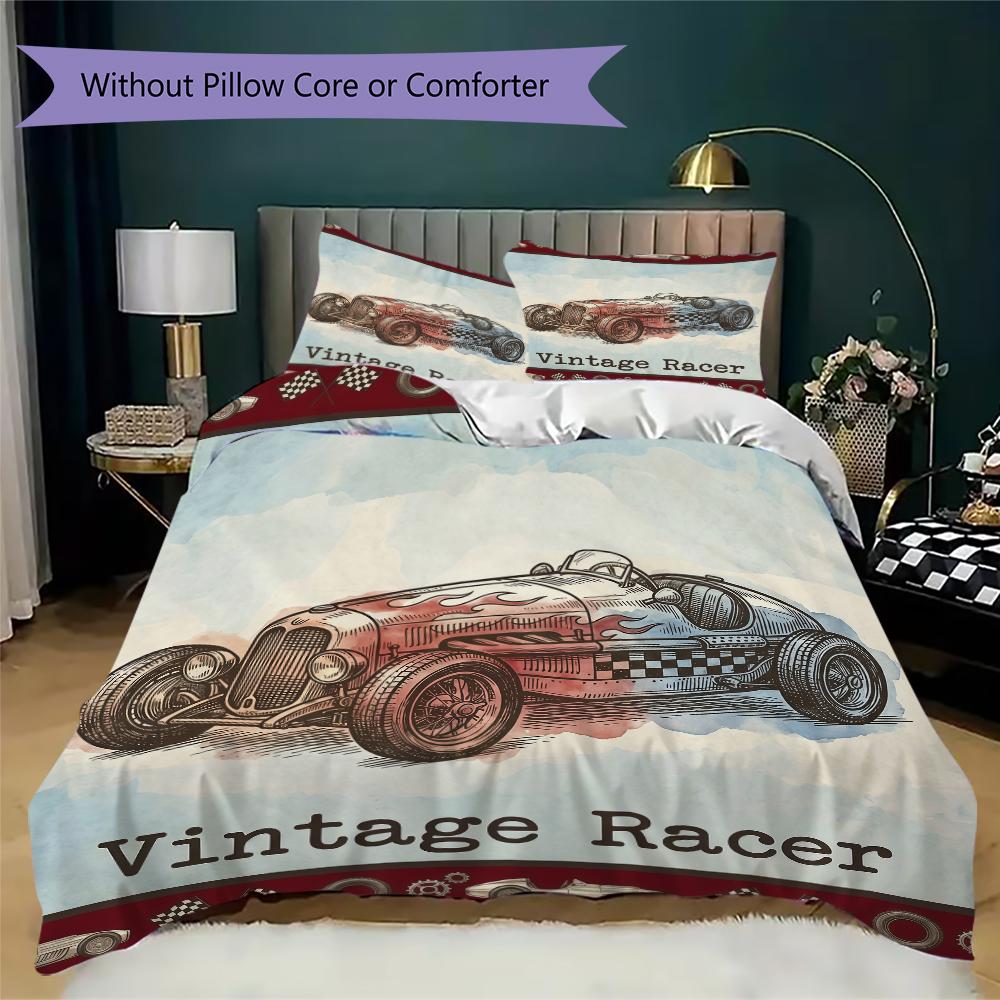Vintage Sports Pattern Bedding Uilt Set Uilt Cover Pillowcase Home Decoration Birthday Gift (1 * Duvet Cover + 2 * Pillowcase Without Core)