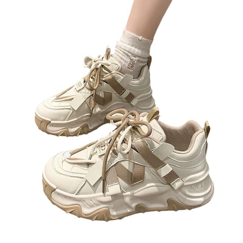 Women's shoes autumn thick-soled niche foot-showing small sports running shoes color matching soft-soled casual women's shoes