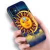 Funny Sun Moon Face Phone Case For Apple iPhone 14 13 12 Mini 11 Pro Max 7 8 XR X XS 7 8 Plus SE 2020 2022 Black Cover