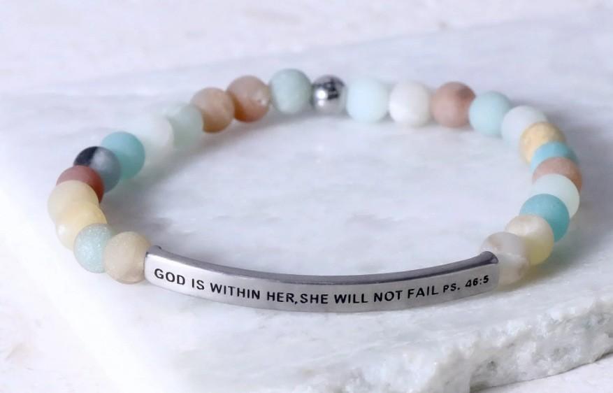 6Mm steel ball obsidian powder chalcedony stainless steel elbow lettering aquamarine bracelet