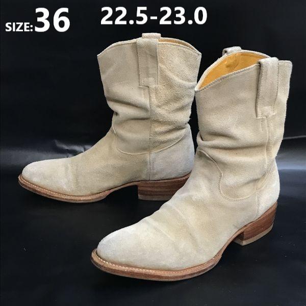 

El Andalucia Mexico leather suede western pecos boots women s 23 beige