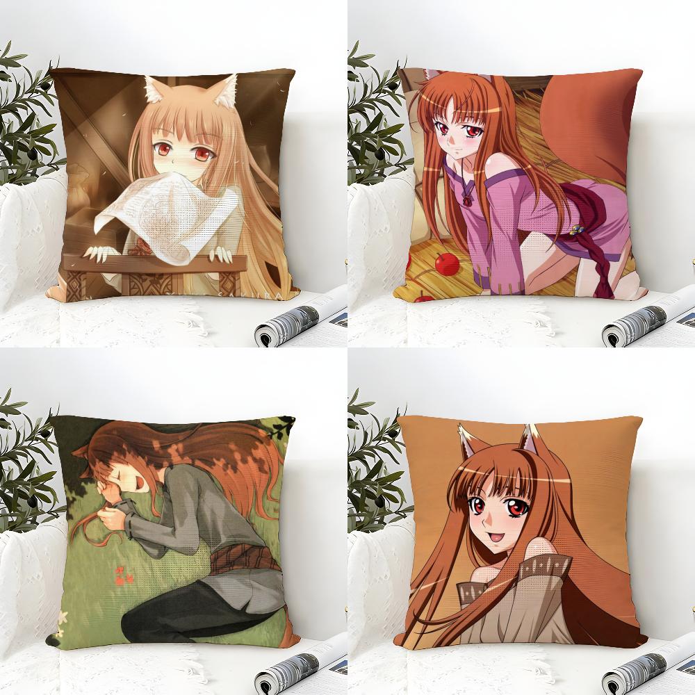 SSpice And WWolf Cushion Cover Eco Linen Pillow Case DoubleSided Print Breathable Durable Zipper Home Decor Gift