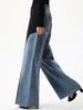 Herbst Europäischer Amerikanischer Stil Schwarz Blau Unregelmäßiger Patchwork Weiter Bein Laufsteg Jeans für Damen