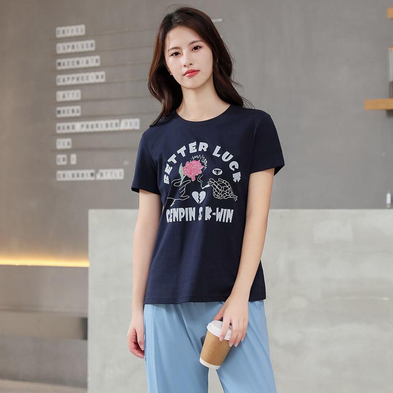 Spring-Summer Women's Casual Crew Neck Short Sleeve Solid Color Loose T-Shirt