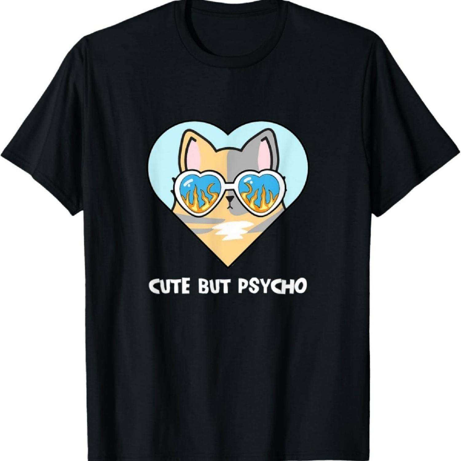 

Cute but psycho kawaii Heart Terrible Cat T-Shirt S
