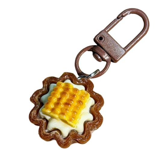 

Keychain Pendant Corn Egg Tart Design Mini Size Food Keyring Keys Bags Phone Lanyard Versatile Hanging Ornament C