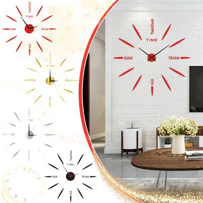 Rahmenlose DIY-Wanduhr, Acrylspiegel, Wanduhr, Dekor, Aufkleber, Digitaluhr, Heim-DIY-Uhren-Set, 40 cm