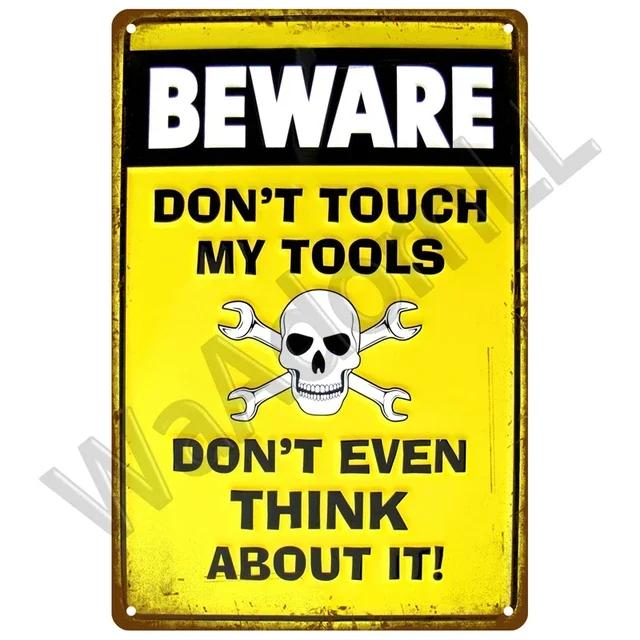 Vintage Retro Warning Tin Signs  Metal Caution Sign for Cafe Club Man Cave Pub Home Bars Coffee Shop  Wall Decor Art for Home