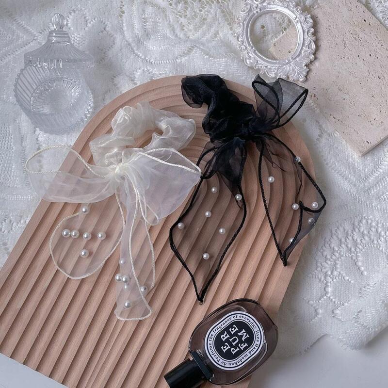 Women's Big Lace Pearl and Cubic Ribbon Hairband