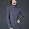 Black women's turtleneck thickened warm new sweater short winter pullover slim fit large size knitted bottoming shirt looks thin