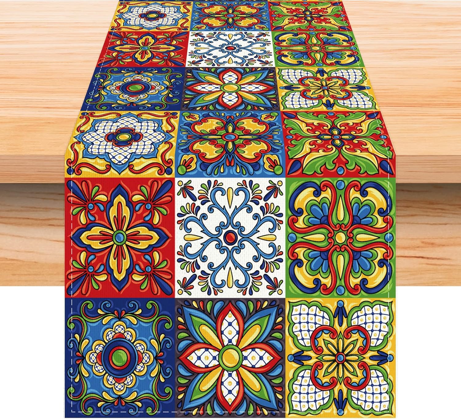Fête Mexicaine Cinco De Mayo Chemin de Table en Lin Décoration de Salle à Manger Chemin de Table Durable pour Table de Salle à Manger Décorations de Café 150x33cm