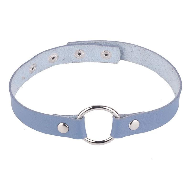 Harajuku Punk Weiches PU-Leder Runder Choker Halskette