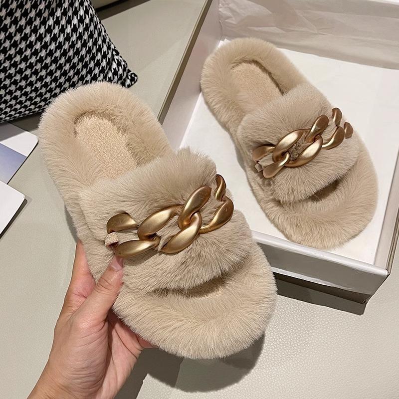 Internet celebrity Mao Mao slippers women wear autumn and winter chain explosion fashion home heightening thick bottom slippers spring and summer
