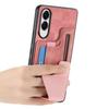 For Samsung Galaxy S25 Edge Case with Card Slot Kickstand Retro Leather Back Cover