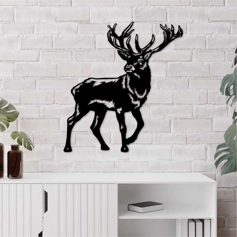Metal Deer Cabin Decor - Gift for Deer Hunters. Outdoor & Room Wall Decor. Classic Silhouette Metal Artwork.