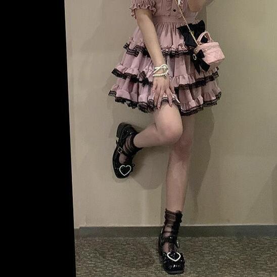 Lolita Bustier Cake Dress Dark Girly Lace Layered Lace Skirt