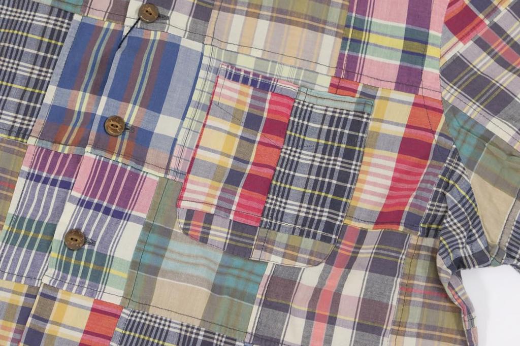 Polo Ralph Lauren Classic Fit Patchwork Madras Check Short Sleeve Size Multi Men's Open-Collar Shirt, XXL, 0104562, [Used]