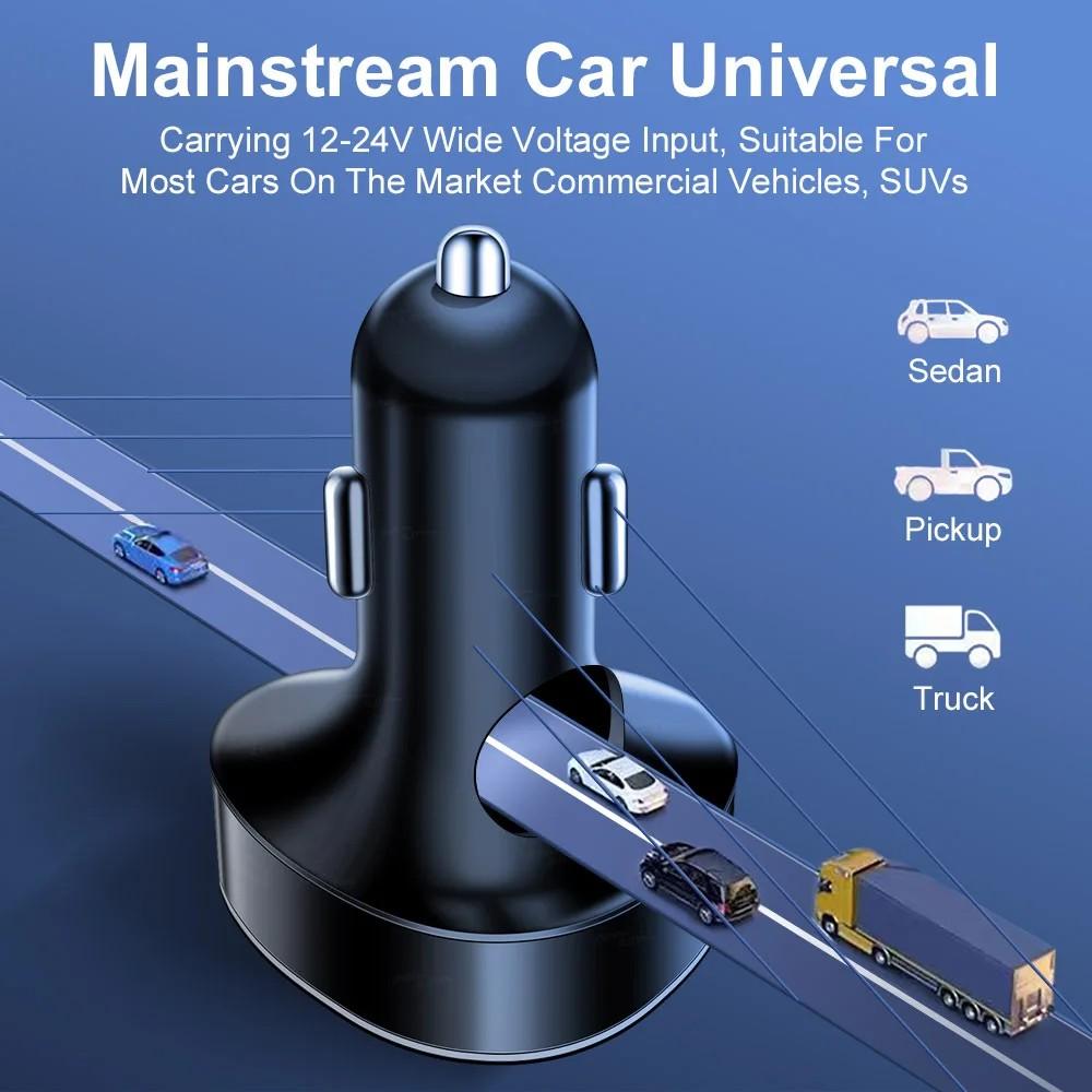 200W PD Heart-shaped Car Charger QC3.0 Fast Charge 1 To 5 Car Cigarette Lighter Plug 5 Port Flash Charge with Digital Display