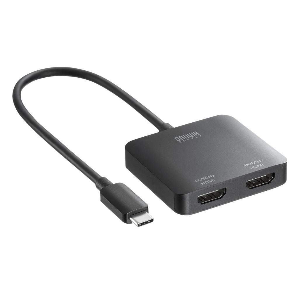 SANWA SUPPLY USB Type C To HDMI Adapter (2 Ports/4K Compatible) AD-ALCMST2HD2