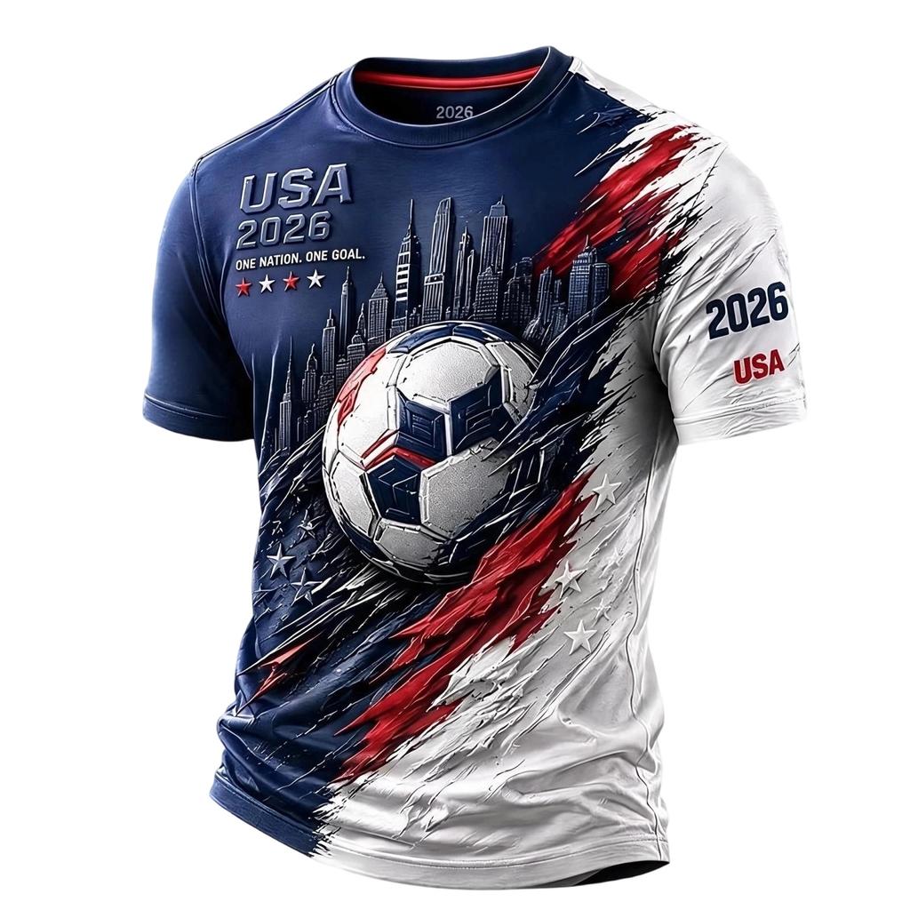 Men's Football Print Short Sleeve T-Shirt for Day Casual Wear