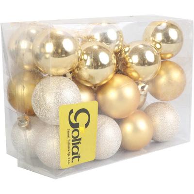 Set of 24 Plastic Baubles 4 Cm Gold