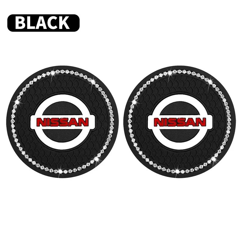 1/2Pcs Diamond-studded Car Coaster Cup Holder Anti-skid Pad For Nissan J10 X-Trail Qashqai Juke Leaf Micra NOTE Patrol Gadgets