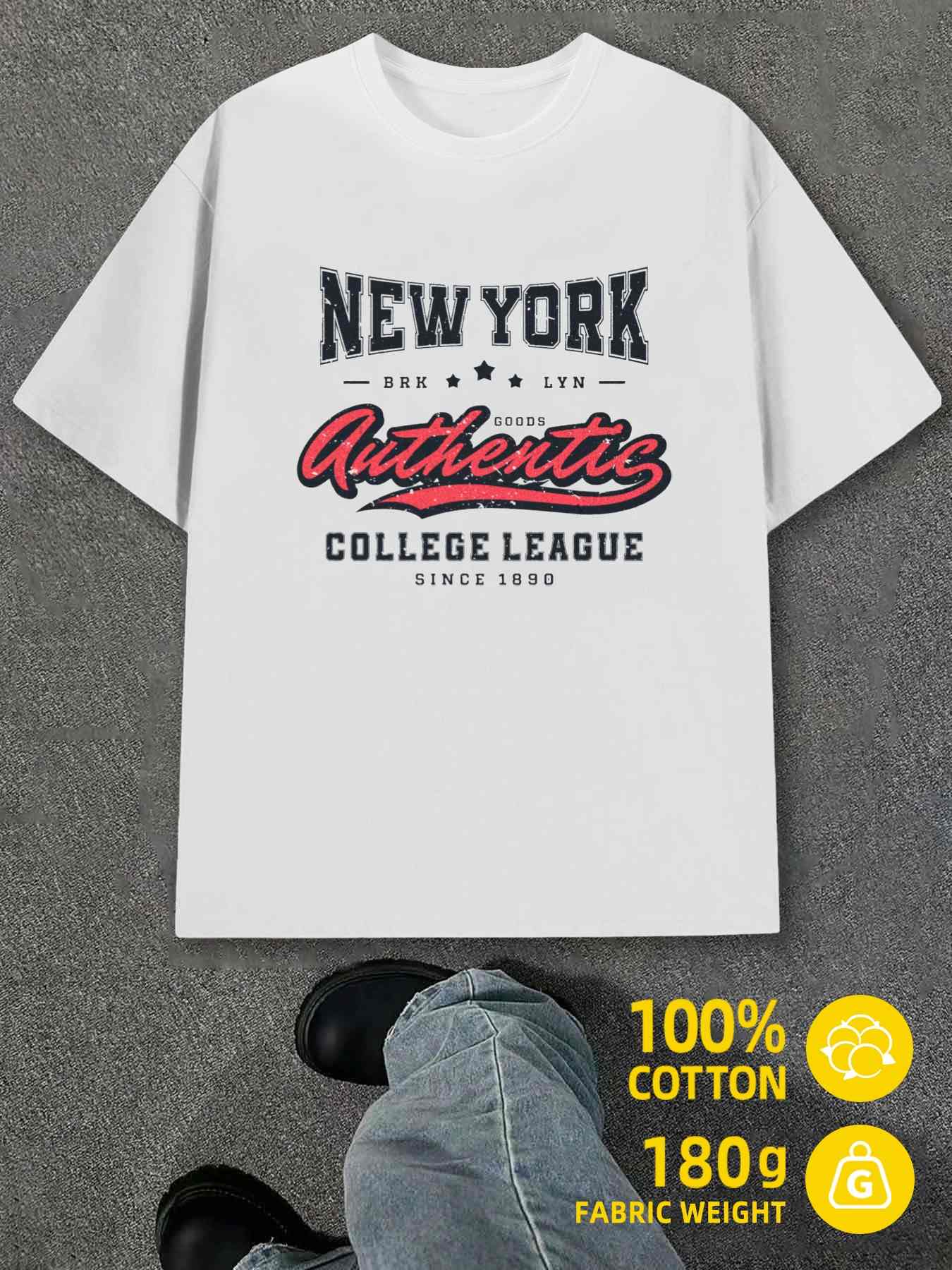 Men s T-Shirt Y2K Nyc College League Shirts White M