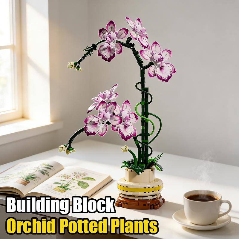 Orchid Building Block DIY Assembly Potted Plant Toy Realistic Flower Brick Romantic Home Decor Toys for Kids Christmas Gifts