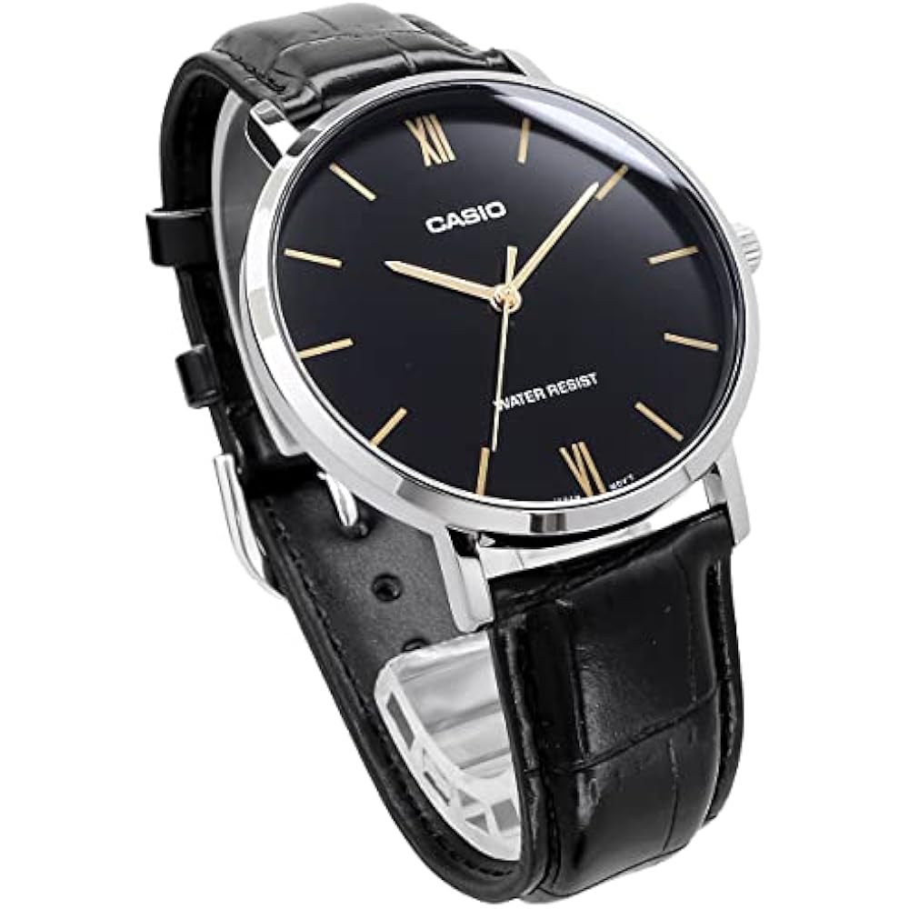 Casio CASIO Quartz Men's Watch MTP-VT01L-1B Black X Black Leather Band Overseas Model [Parallel...