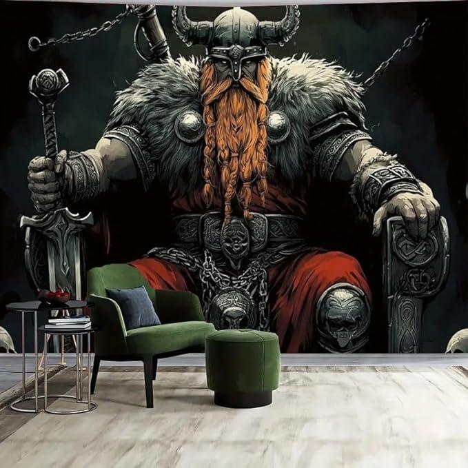 Tapestry Norwegian Viking Warrior Odin 75x100