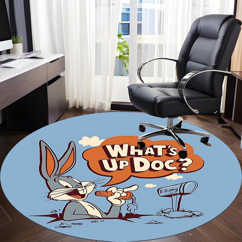 1pc Bugs Bunny Carrot Office Round Area Rug, Under Office Chairs Bedroom Living Room Home Decor, Room Deco, Available In Various Sizes