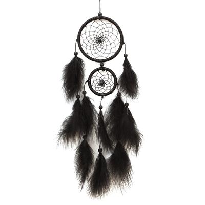 Dream Catcher 1 Piece Handmade Dreamcatcher Black Feather Lace Design Indian Dream Catcher Bead For Home Hanging Decoration Ornament Gift