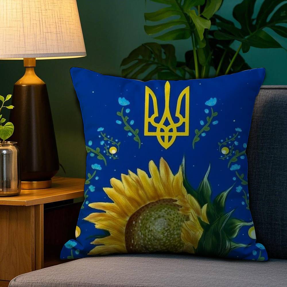 Ukraine Flag Aesthetic Pillow Case Plush Fabric Soft Double Sided Print Sofa Cushion Cover Throw Pillow Covers