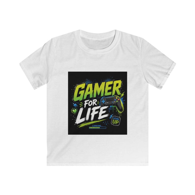 Gamer For Life Kids Tee | Video Game Controller, Neon Gamer Design 140