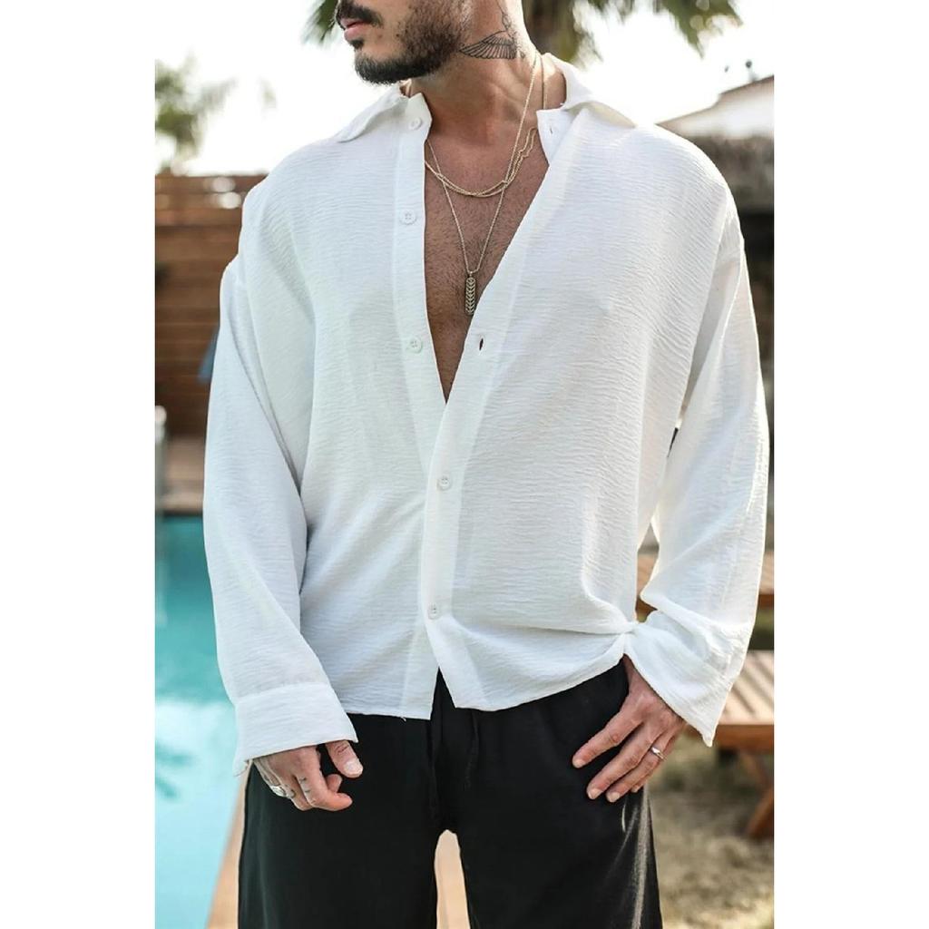 Cămașă supradimensionată Aerobin cu textura de vară pentru bărbați