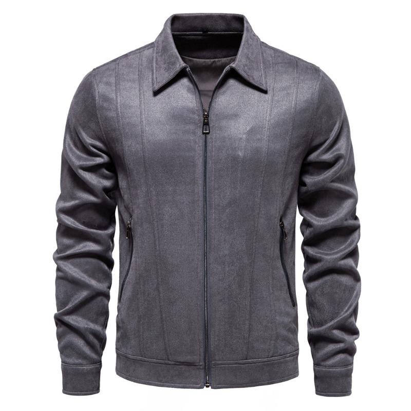 Men’s Suede Turn Down Collar Outdoor Jacket