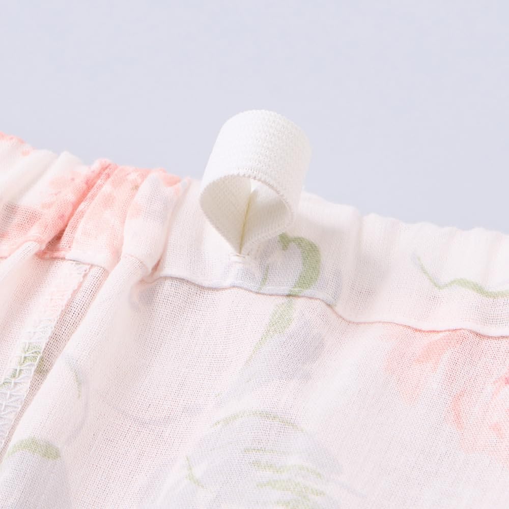 Long Pants Elastic Leg Cool Natural Pink [Gunze] Women's Pajamas, Short-sleeved (with Holes), 100% Cotton, Sweat-absorbing, Quick-drying, Magic,