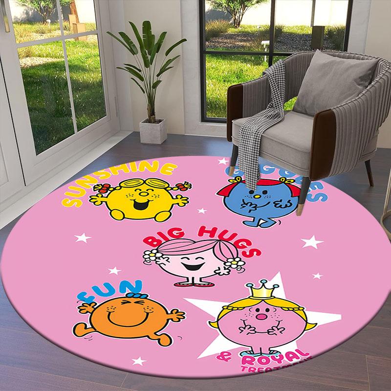 LittleMissMr Round Area Rug,Carpet Rug for Living Room Bedroom Sofa Playroom Decor,Non-slip Floor Mat