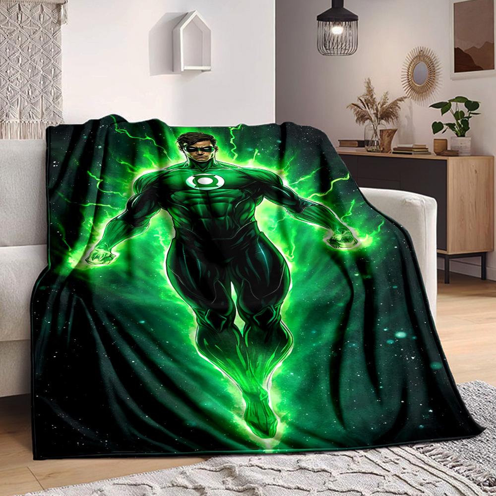 1pc Green Lantern Flannel Throw Blanket Soft, Warm & Cozy for Couch, Bed, Office, and Travel Versatile All Season Gift, Christmas Present
