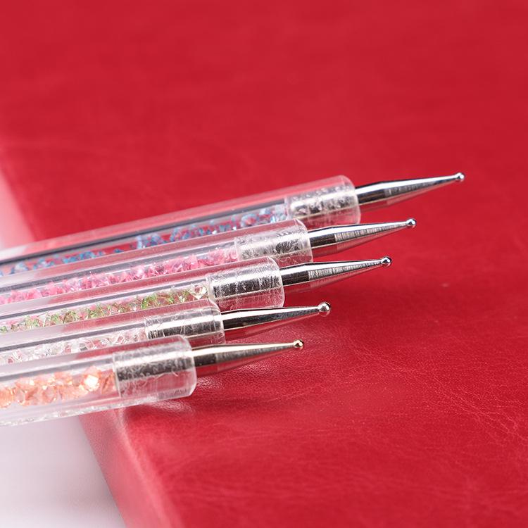Double-Ended Nail Art Pen Set with 5 Drill Bits and Dotting Needle Beads
