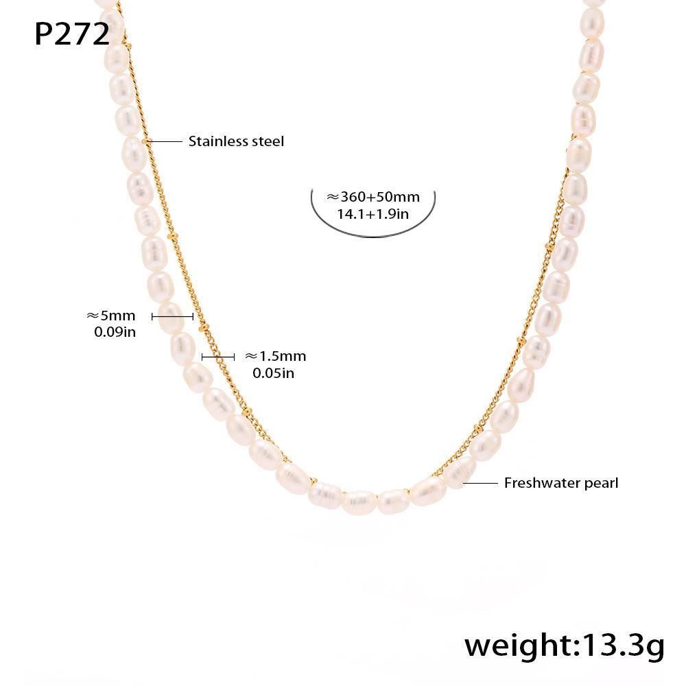 Qiong Yao French Retro Double-Layer Freshwater Pearl Clavicle Necklace for Women - Beaded Stainless Steel Chain