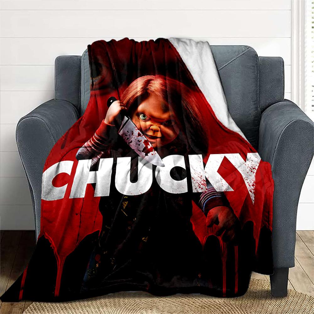 1pc Chucky Outdoor Blanket Lightweight Flannel, Soft & Warm, All Season Use for Sofa, Outdoor, Camping, Living Room, Office, Chair
