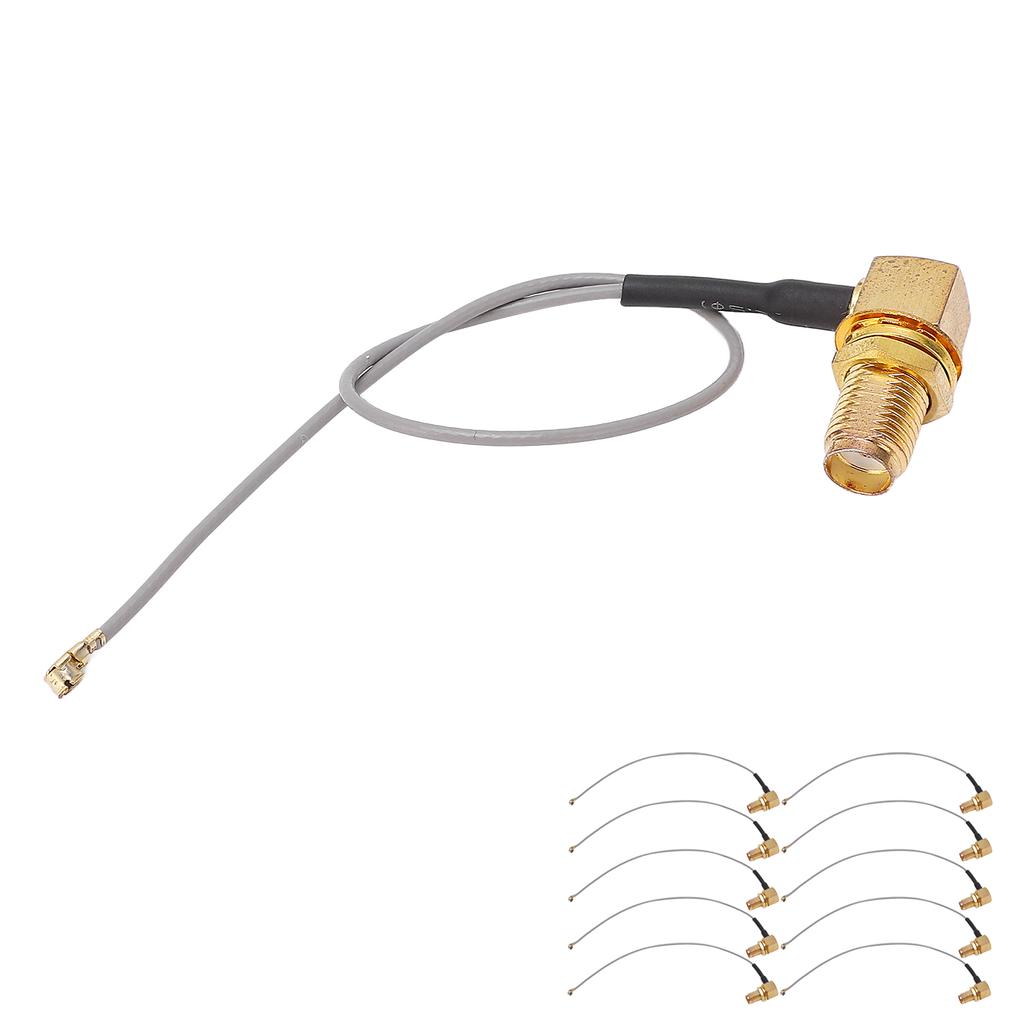 10Pcs RF Coaxial Cable Right Angle SMA Female Head to IPX Coax Line Connector Set Kit