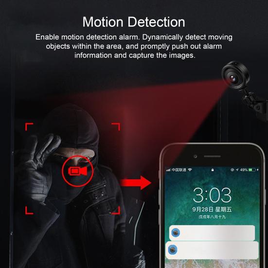 WiFi Wireless Camera 1080P HD-compatible Night Vision Indoor Home Security Camera Outdoor Surveillance Camera Portable Mini Sport Action Camera