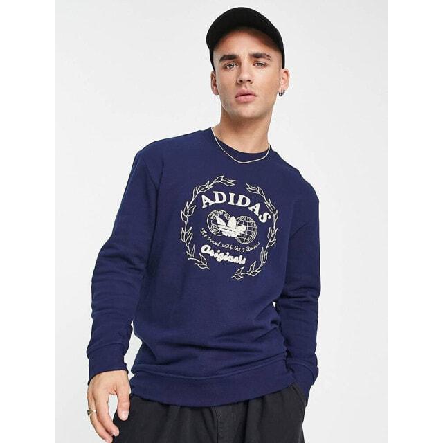 

Темно-синяя толстовка с крупным университетским логотипом adidas Originals