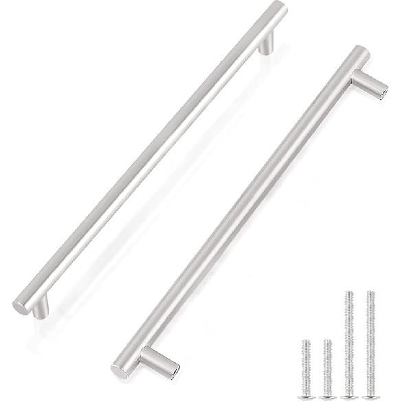 Gobrico 15 Pack Satin Nickel Single Hole T bar Kitchen Cabinet Handles Knobs Stainless Steel Cupboard Drawer Dresser Pulls Overall Length 50mm/2in